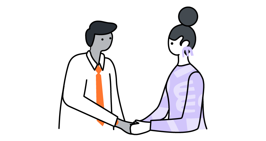 Man and woman greeting illustration by Eliza the Wiz